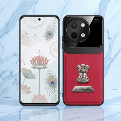 Vivo Y58 5G Satyamev Jayate 2-in-1 Emblem Leather Lens Protective Back Case