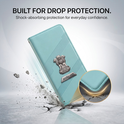 Oppo F27 Pro+ 5G Metal Satyamev Jayate 2-in-1 Emblem Magnetic Flip Wallet Case