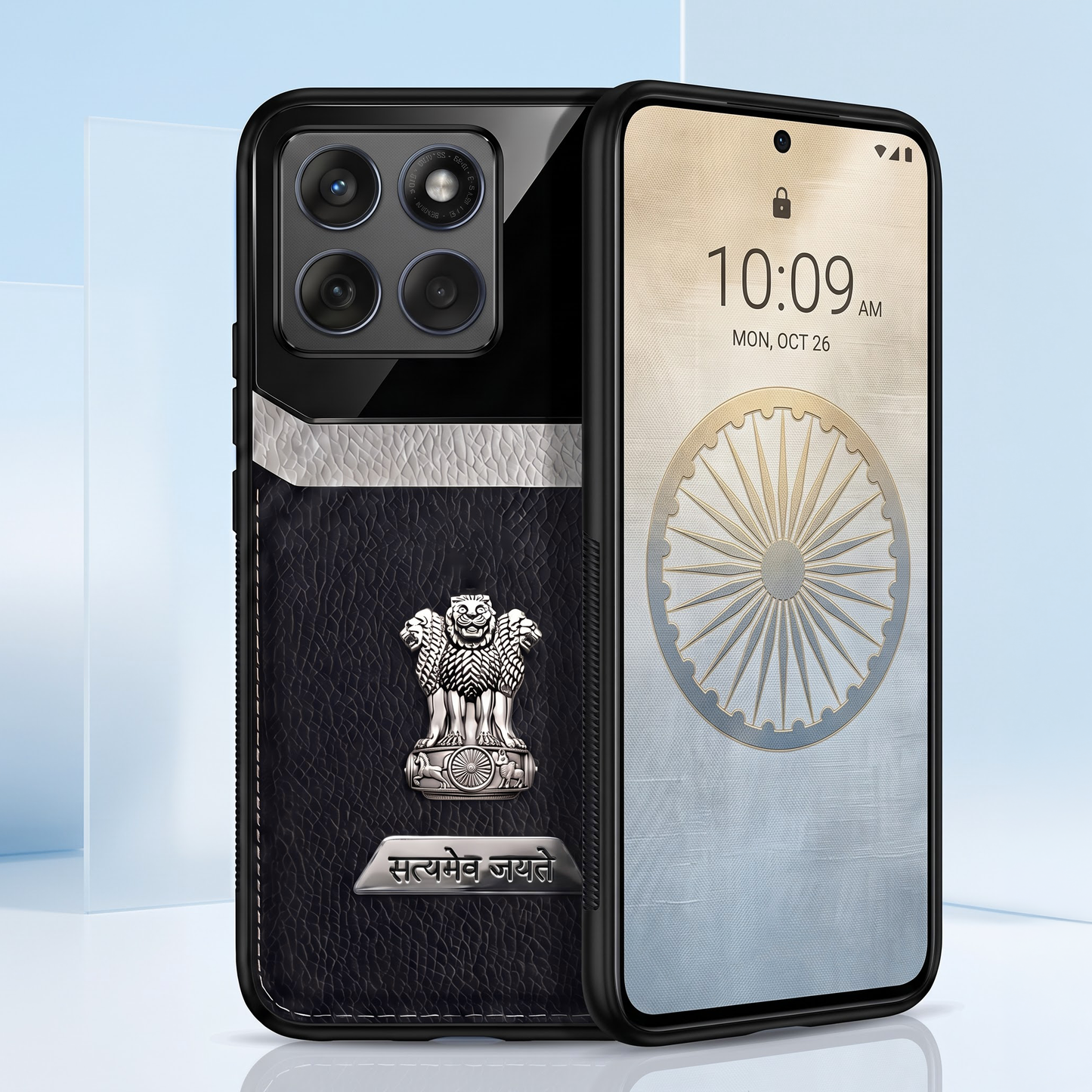 Motorola Edge 60 Fusion 5G Satyamev Jayate 2-in-1 Emblem Leather Lens Protective Back Case