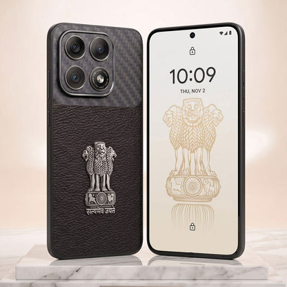 Motorola Edge 70 Pro 5g Satyamev Jayate Carbon Fiber Leather Hybrid Phone Case