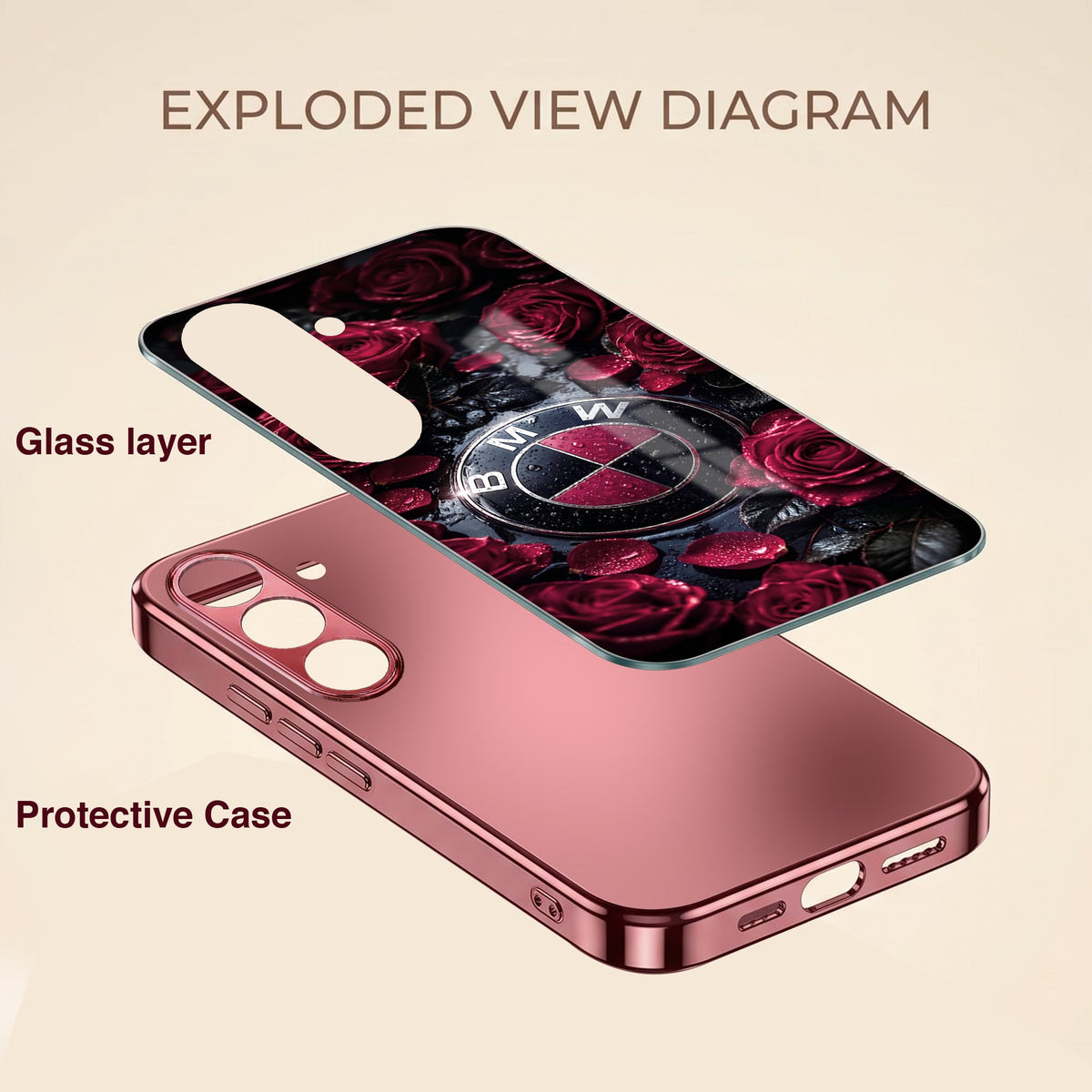 Samsung Galaxy A56 5G BMW Logo Burgundy Electroplated Glass Back Case