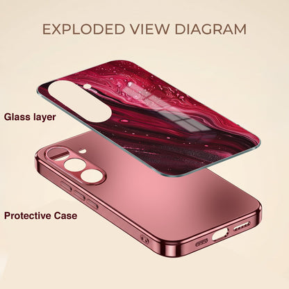 Samsung Galaxy A56 5G Marble Burgundy Electroplated Glass Back Case