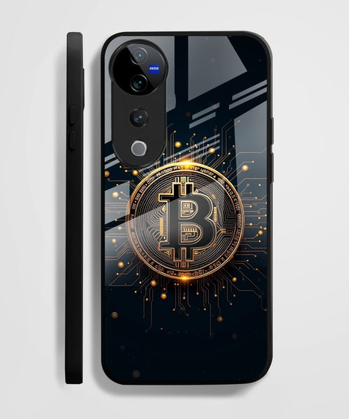 Vivo V40 Pro 5G Premium Acrylic Shockproof Glass Back Case (Bitcoin Armor)