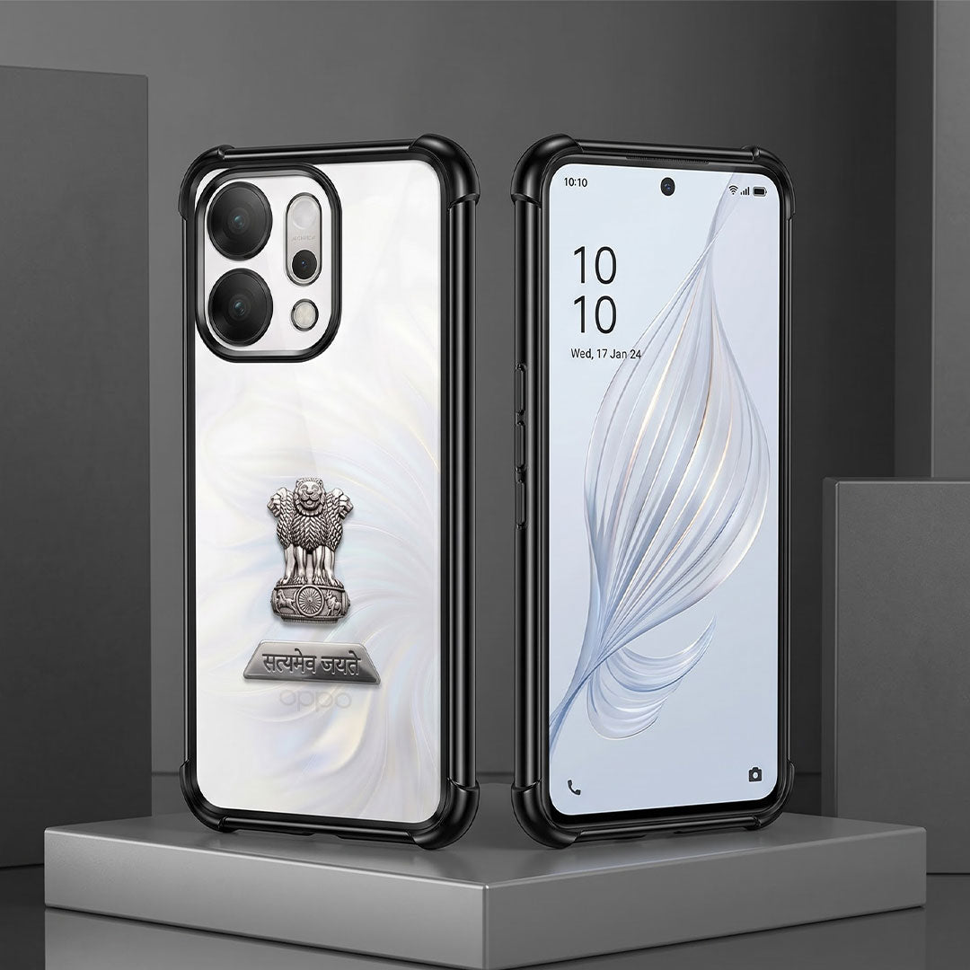 Oppo Reno 14 5G Satyamev Jayate 2-in-1 Emblem Transparent Shockproof Airbag Case