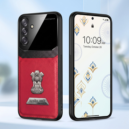 Samsung Galaxy M56 5G Satyamev Jayate 2-in-1 Emblem Leather Lens Protective Back Case