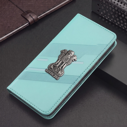 Oppo Reno 13 5G Satyamev Jayate 3D Emblem Magnetic Flip Wallet Case