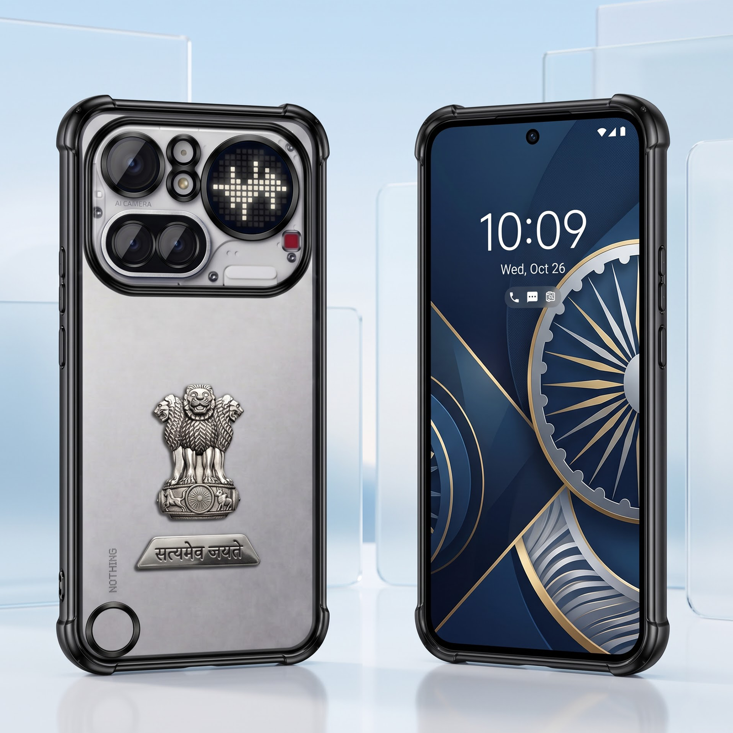 Nothing Phone 4a Pro 5G Satyamev Jayate 2-in-1 Emblem Transparent Shockproof Airbag Case