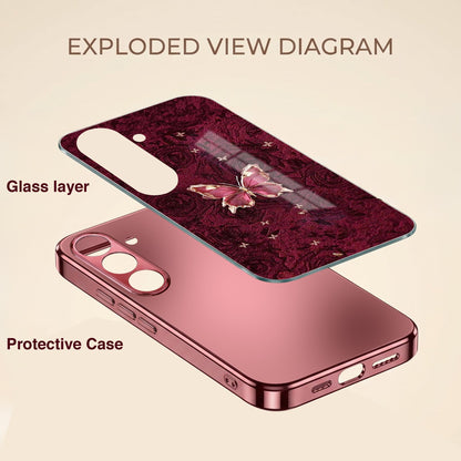 Samsung Galaxy A36 5G Butterfly Burgundy Electroplated Glass Back Case