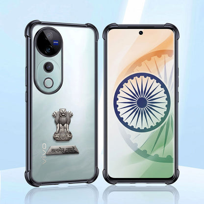 Vivo V40 Pro 5G Satyamev Jayate 2-in-1 Emblem Transparent Shockproof Airbag Case