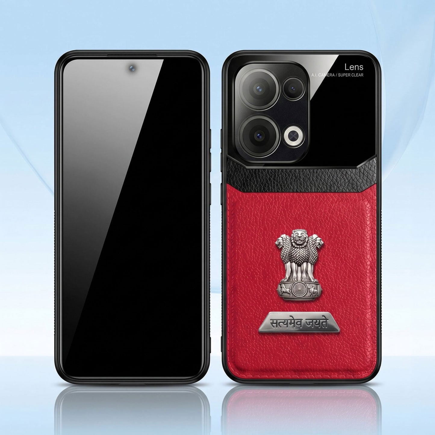 Oppo Reno 13 5G Satyamev Jayate 2-in-1 Emblem Leather Lens Protective Back Case