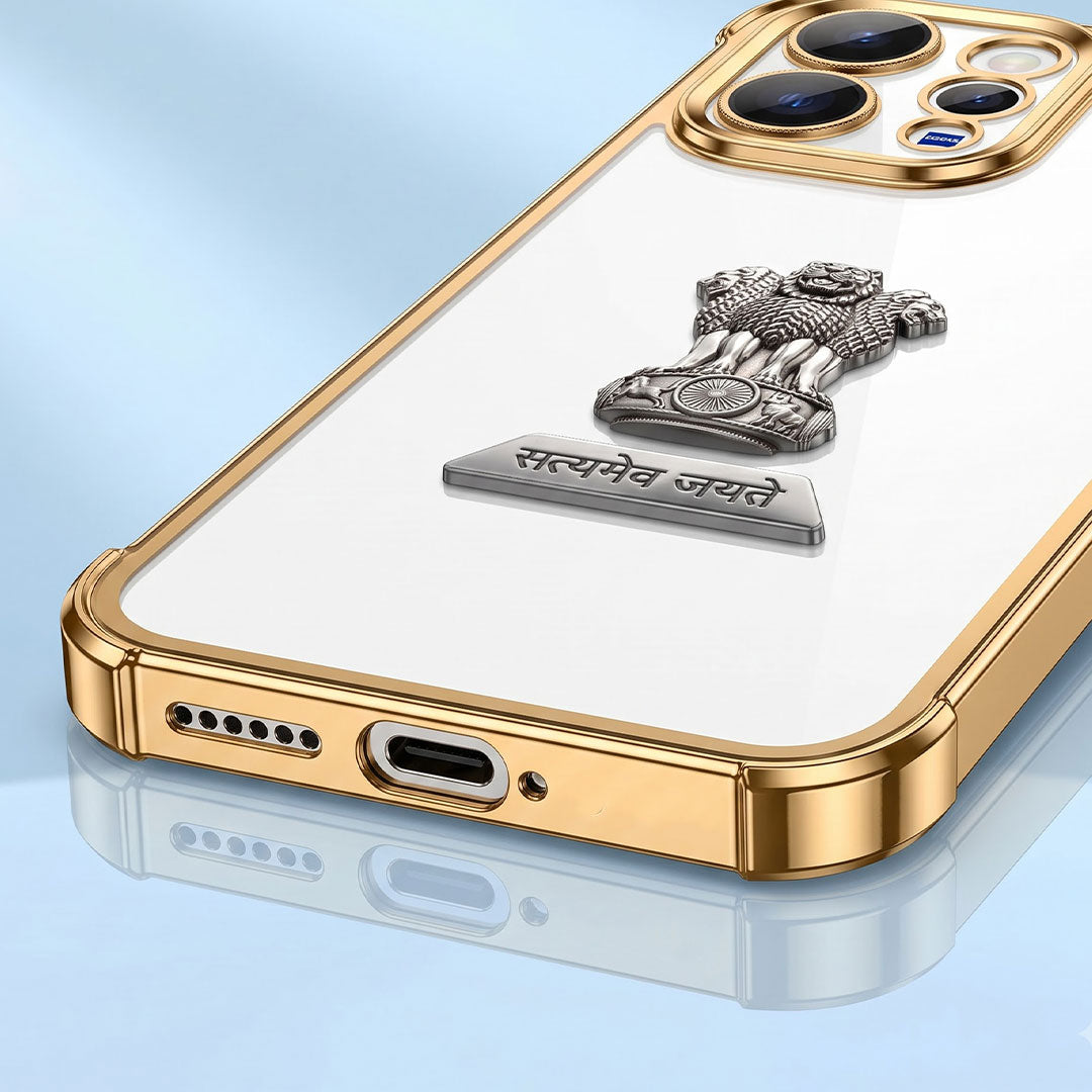 Vivo V70 5G Satyamev Jayate 2-in-1 Emblem Transparent Shockproof Airbag Case