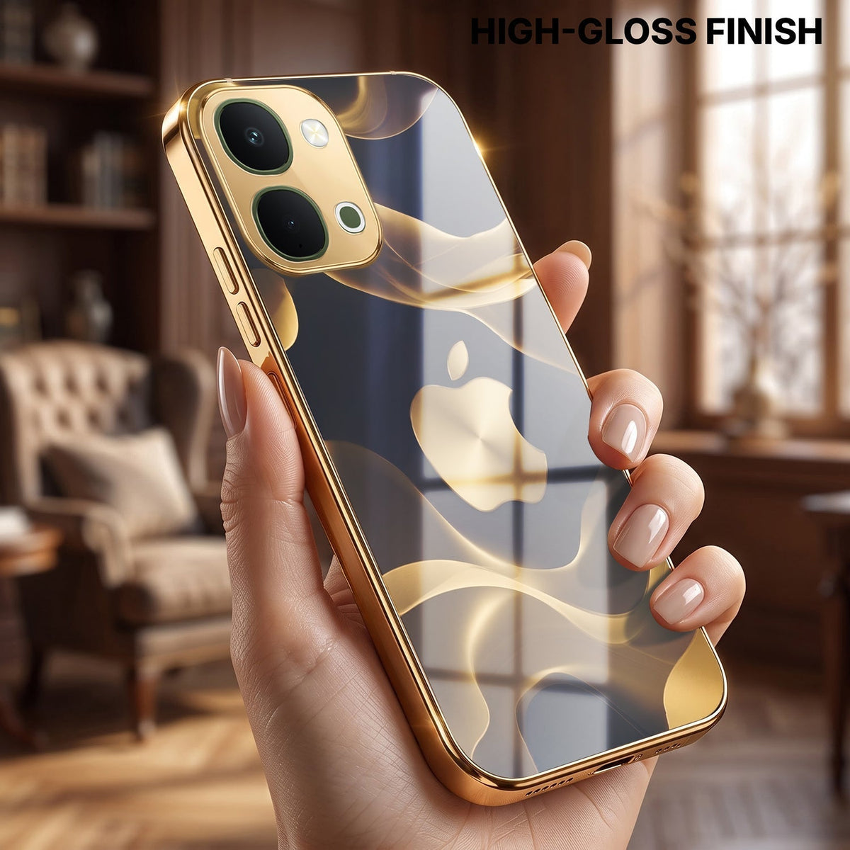 Vivo Y51 Pro 5G Luxury Wave Gold Electroplated Glass Phone Back Case