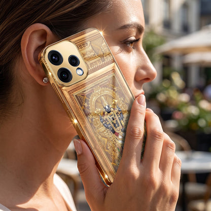 Oppo Reno 15 5G Premium Heritage Gold Electroplated Glass Phone Back Case