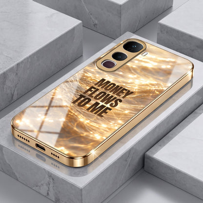 Vivo Y400 Pro 5G Money Flows To Me Gold Electroplated Glass Phone Back Case