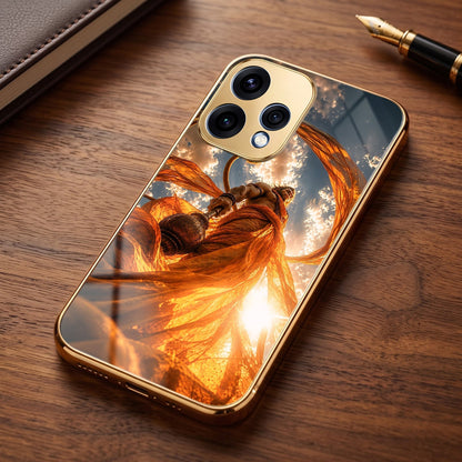 Oppo Reno 15 5G Divine Hanuman Gold Electroplated Glass Phone Back Case
