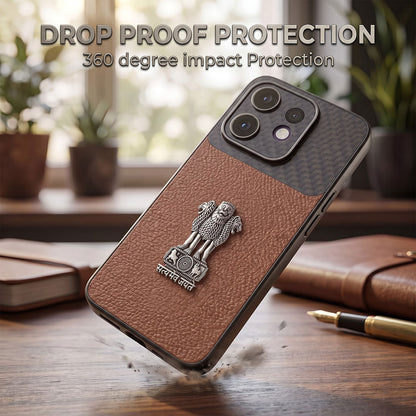Oppo Reno 16 5G Satyamev Jayate Carbon Fiber Leather Hybrid Phone Case