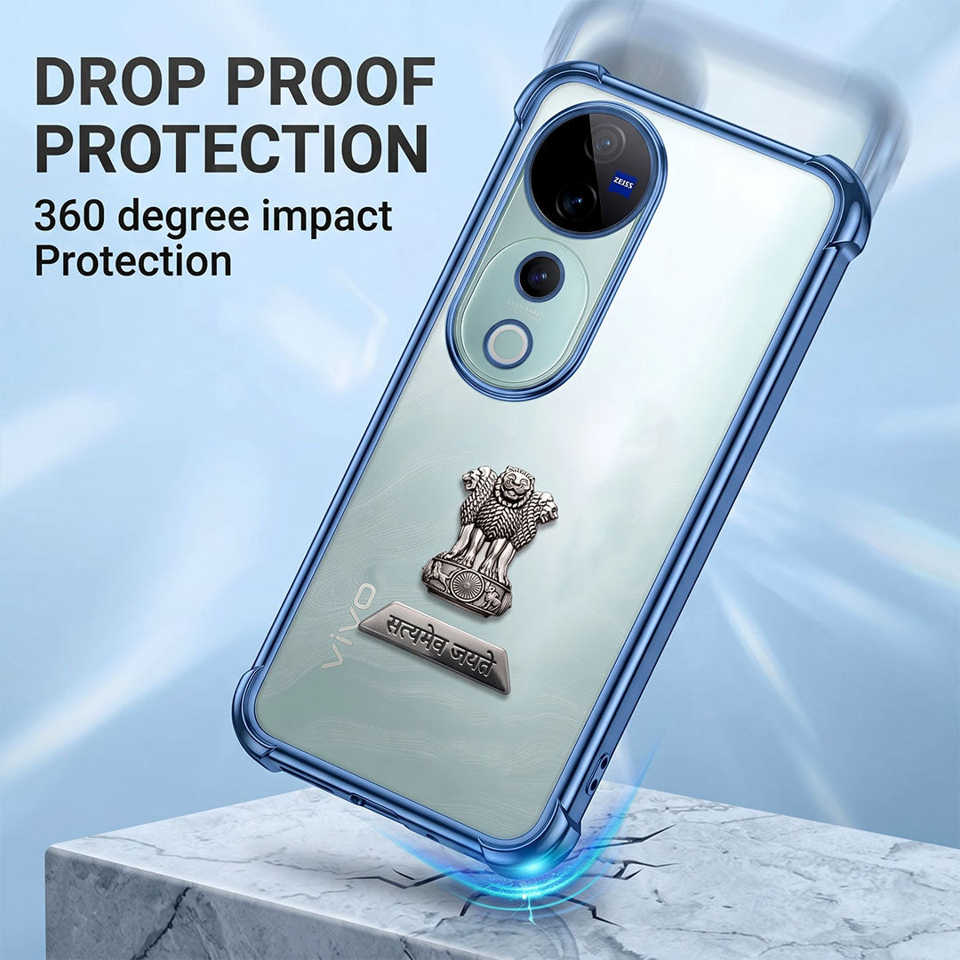 Vivo V40 Pro 5G Satyamev Jayate 2-in-1 Emblem Transparent Shockproof Airbag Case