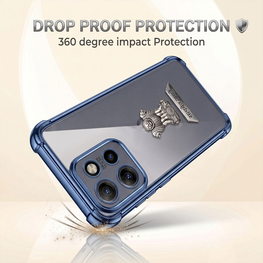 Motorola Edge 50 5G Satyamev Jayate 2-in-1 Emblem Transparent Shockproof Airbag Case