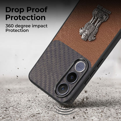 Vivo V70 FE 5G Satyamev Jayate Carbon Fiber Leather Hybrid Phone Case