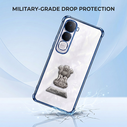 Vivo Y400 Pro 5G Satyamev Jayate 2-in-1 Emblem Transparent Shockproof Airbag Case