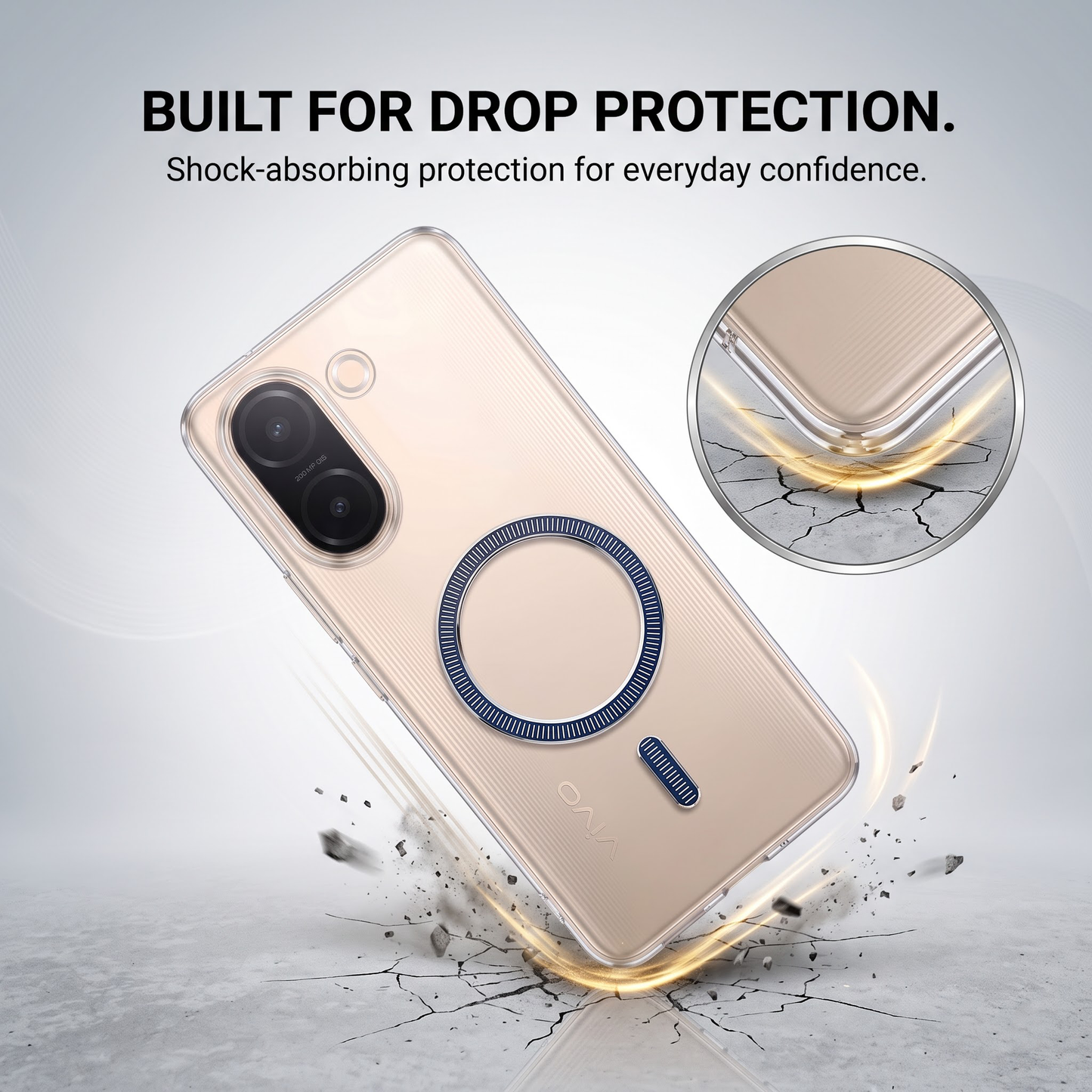 Vivo V60e 5G Transparent Anti-Yellow MagSafe Shockproof Case