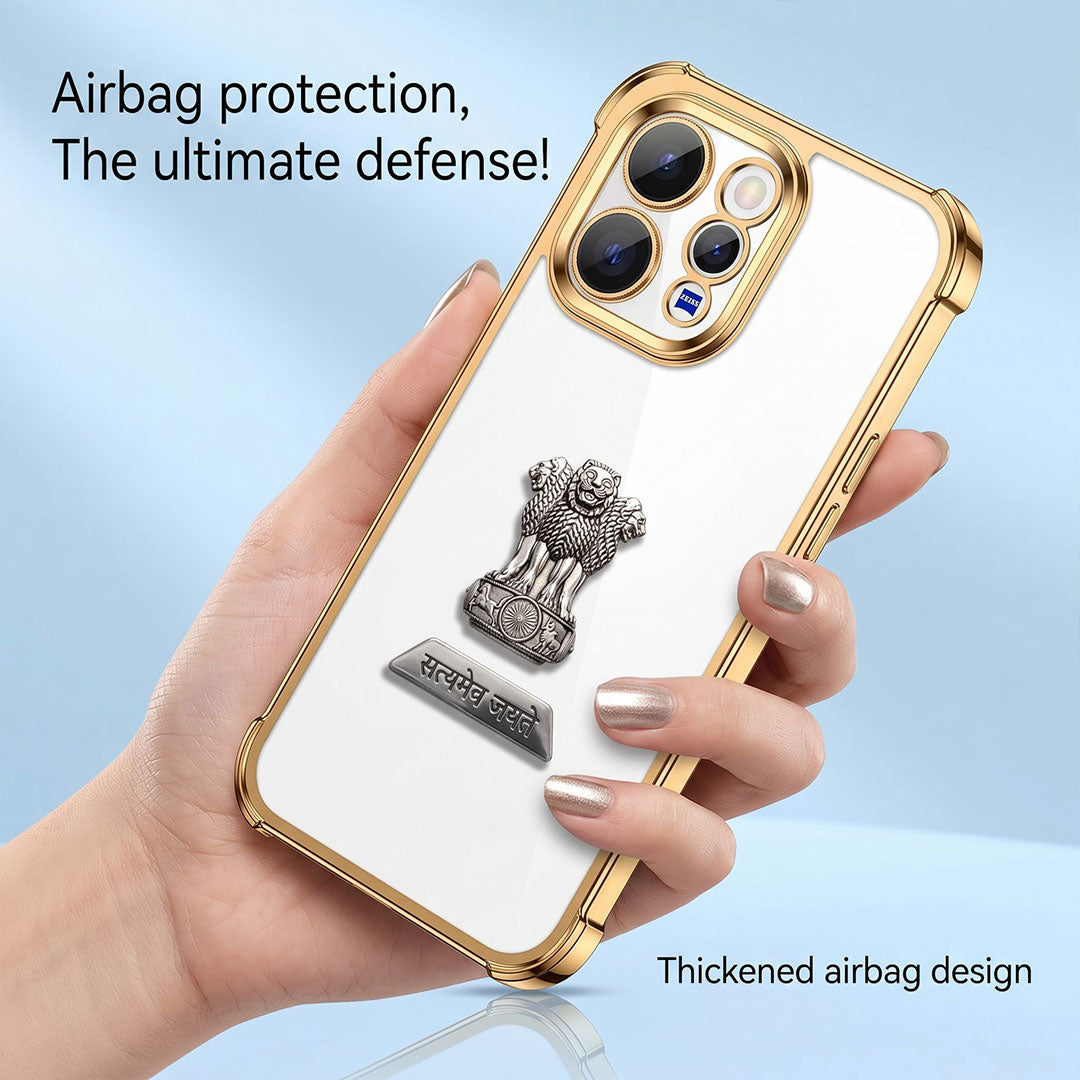 Vivo V70 5G Satyamev Jayate 2-in-1 Emblem Transparent Shockproof Airbag Case