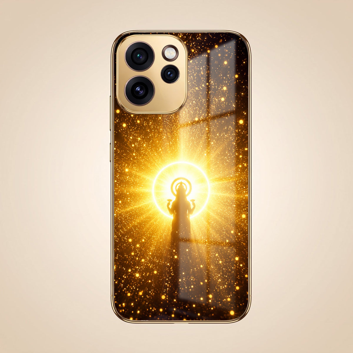 Oppo Reno 15 Pro Mini 5G Lakshmi Sacred Gold Electroplated Glass Phone Back Case