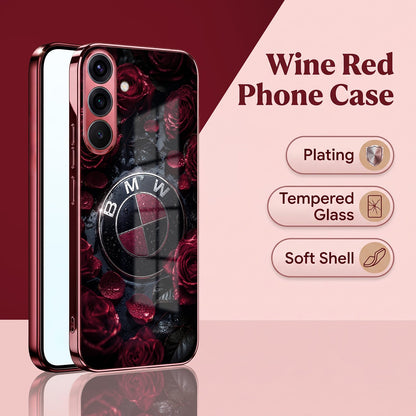 Samsung Galaxy A56 5G BMW Logo Burgundy Electroplated Glass Back Case