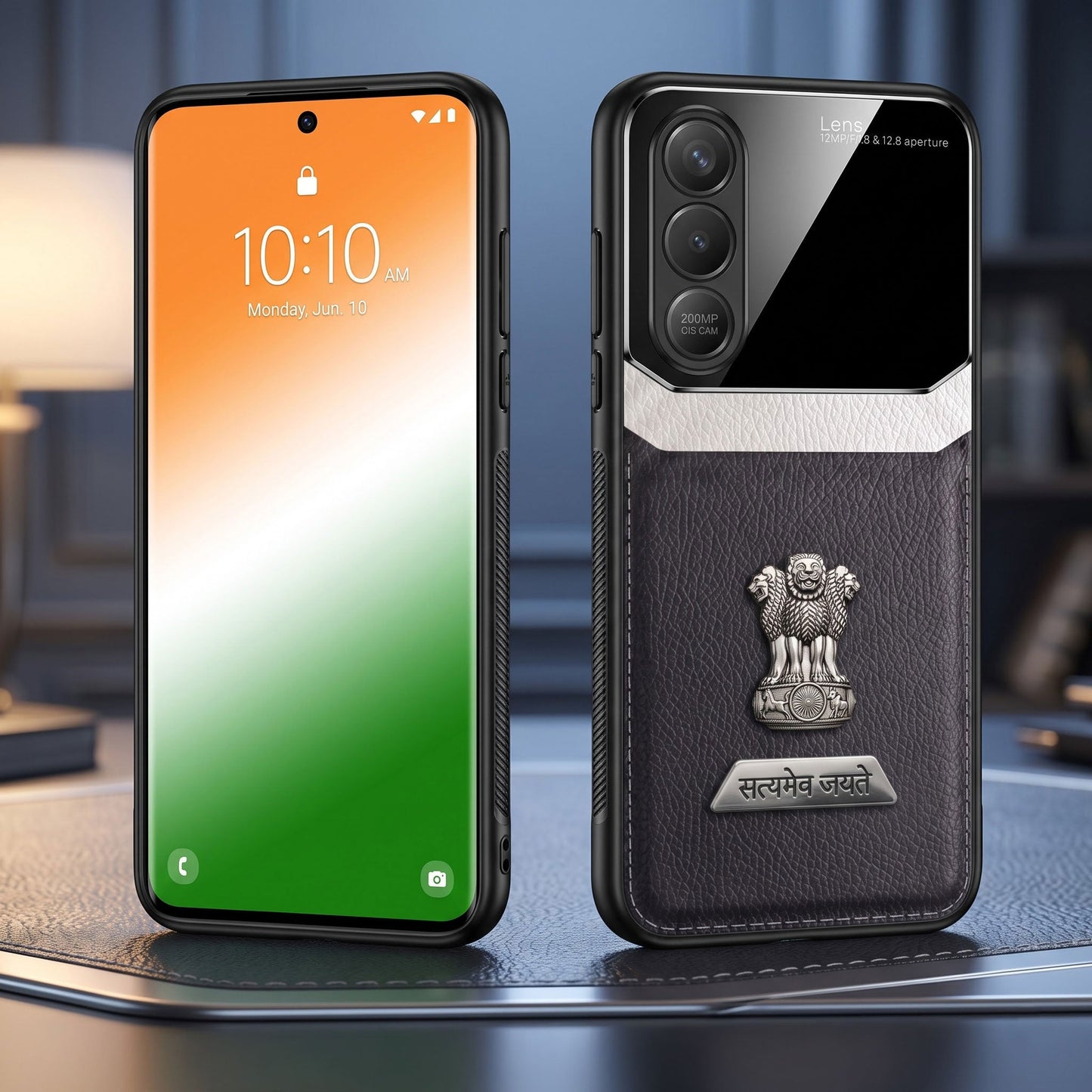 Vivo V70 FE 5G Satyamev Jayate 2-in-1 Emblem Leather Lens Protective Back Case