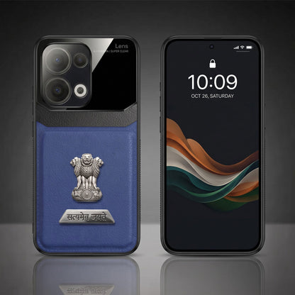 Oppo Reno 13 5G Satyamev Jayate 2-in-1 Emblem Leather Lens Protective Back Case