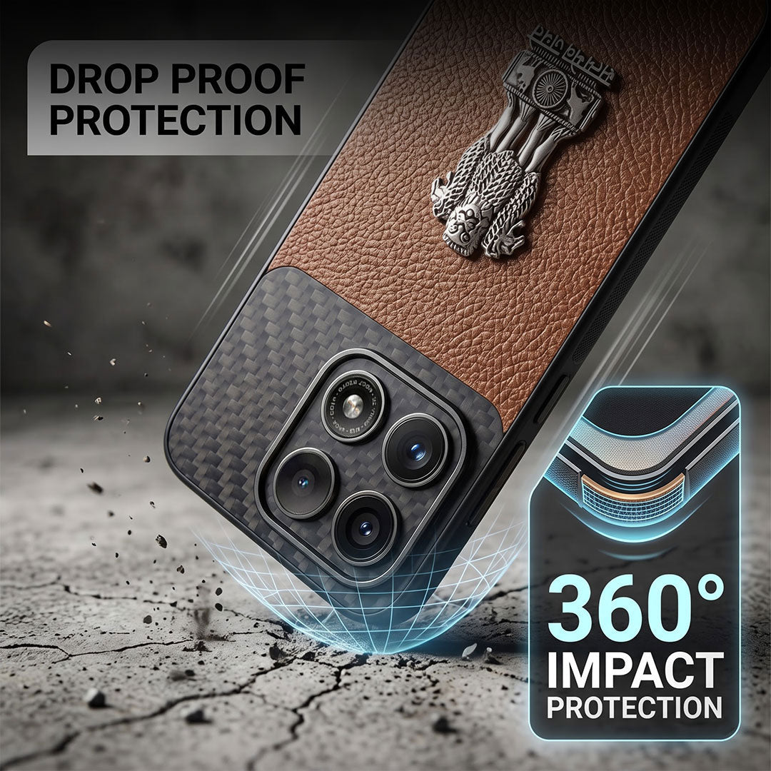 Motorola Edge 70 Pro 5g Satyamev Jayate Carbon Fiber Leather Hybrid Phone Case