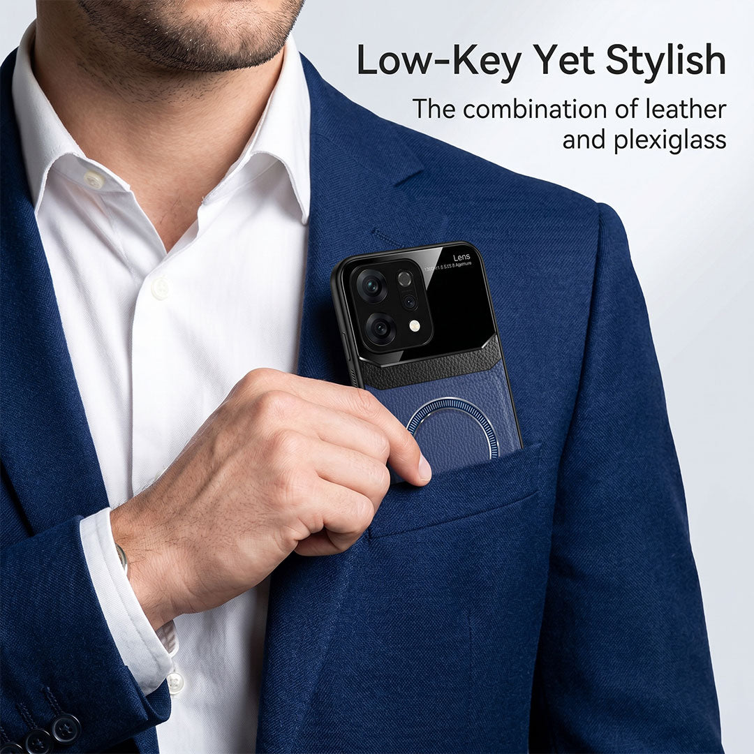 Oppo Reno 14 5G Premium Magsafe Magnetic Leather Lens Protective Case