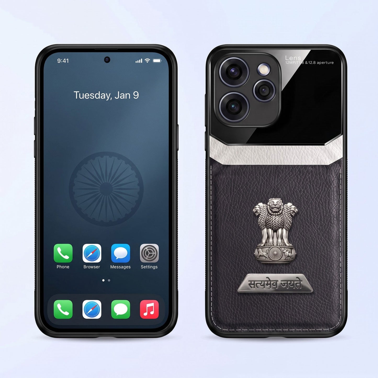 Oppo Reno 15 Pro Mini 5G Satyamev Jayate 2-in-1 Emblem Leather Lens Protective Back Case