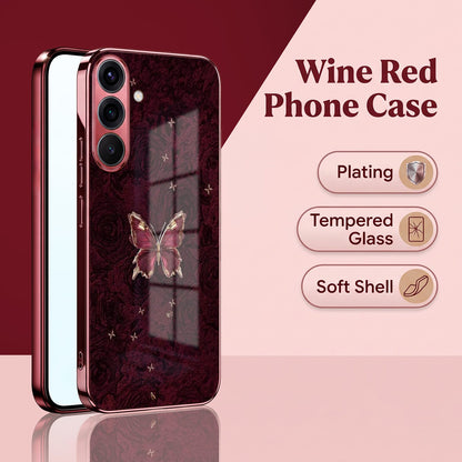 Samsung Galaxy A36 5G Butterfly Burgundy Electroplated Glass Back Case