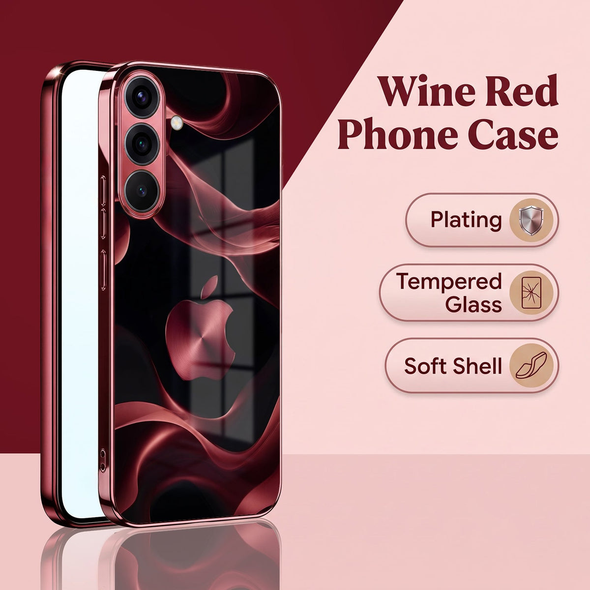 Samsung Galaxy A36 5G Wave Apple Burgundy Electroplated Glass Back Case