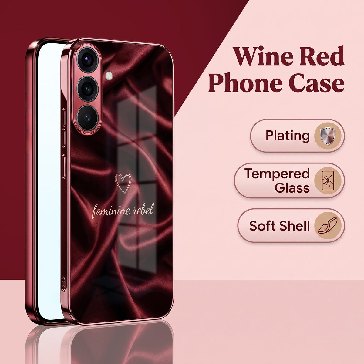 Samsung Galaxy A36 5G Feminine Rebel Burgundy Electroplated Glass Back Case
