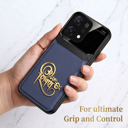 Oppo Reno 14 5G Om Namah Shivay 3D Gold Metal Leather Back Case