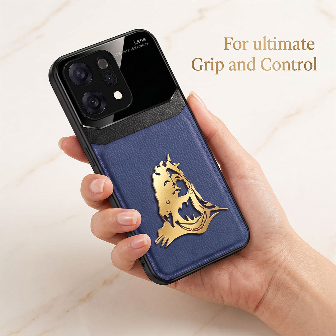 Oppo Reno 14 5G Mahadev 3D Gold Metal Leather Back Case