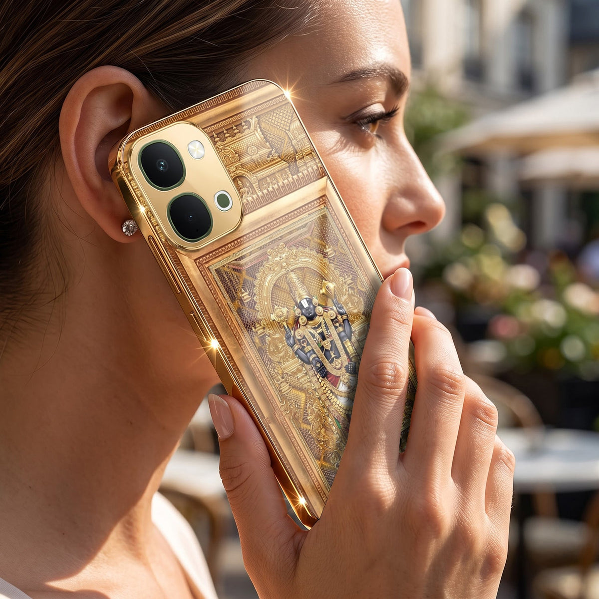 Vivo T5x 5G Premium Heritage Gold Electroplated Glass Phone Back Case