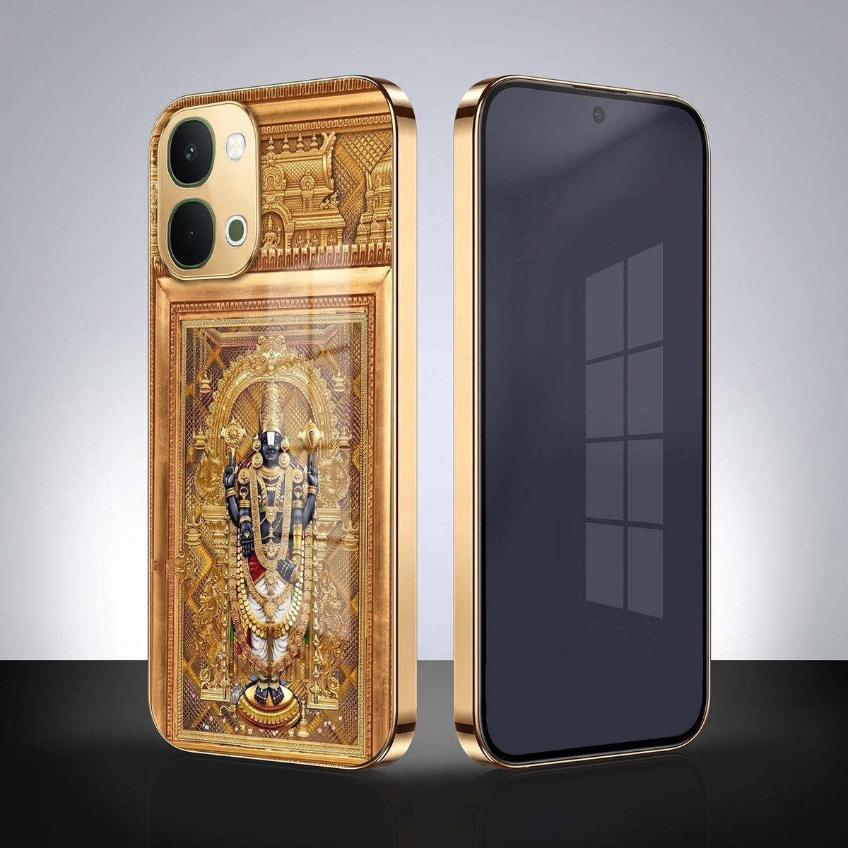 Vivo T5x 5G Premium Heritage Gold Electroplated Glass Phone Back Case