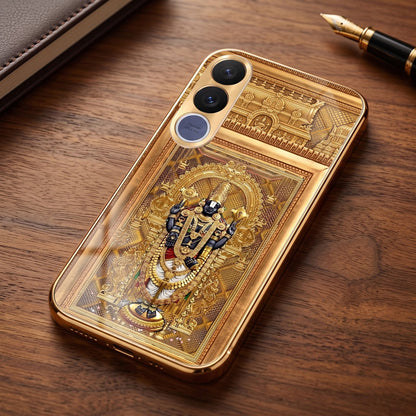 Vivo V70 FE 5G Premium Heritage Gold Electroplated Glass Phone Back Case