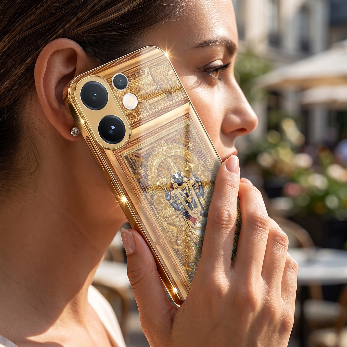 Vivo V60 5G Premium Heritage Gold Electroplated Glass Phone Back Case