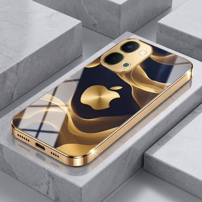 Vivo Y51 Pro 5G Luxury Wave Gold Electroplated Glass Phone Back Case