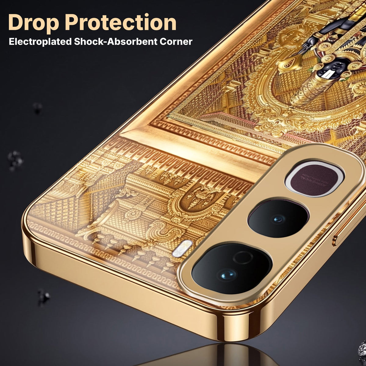 Vivo Y400 Pro 5G Premium Heritage Gold Electroplated Glass Phone Back Case