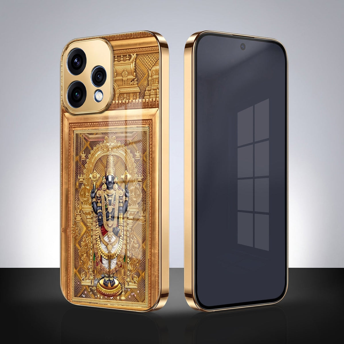 Oppo Reno 15 5G Premium Heritage Gold Electroplated Glass Phone Back Case