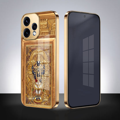 Oppo Reno 15 5G Premium Heritage Gold Electroplated Glass Phone Back Case
