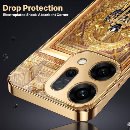 Oppo Reno 14 5G Premium Heritage Gold Electroplated Glass Phone Back Case