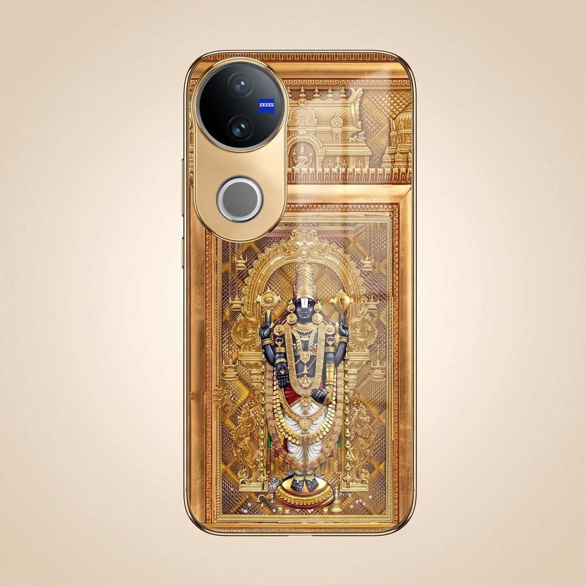 Vivo V50 5G Premium Heritage Gold Electroplated Glass Phone Back Case