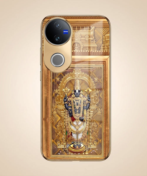 Vivo V50 5G Premium Heritage Gold Electroplated Glass Phone Back Case