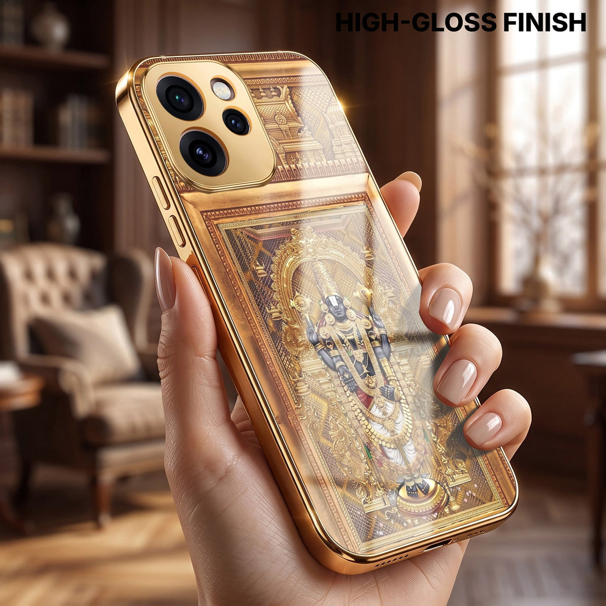 Oppo Reno 15 Pro Mini 5G Premium Heritage Gold Electroplated Glass Phone Back Case